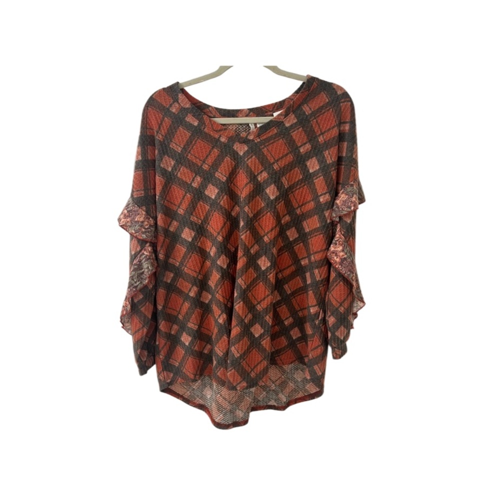 Cato Long Sleeve Plaid Blouse